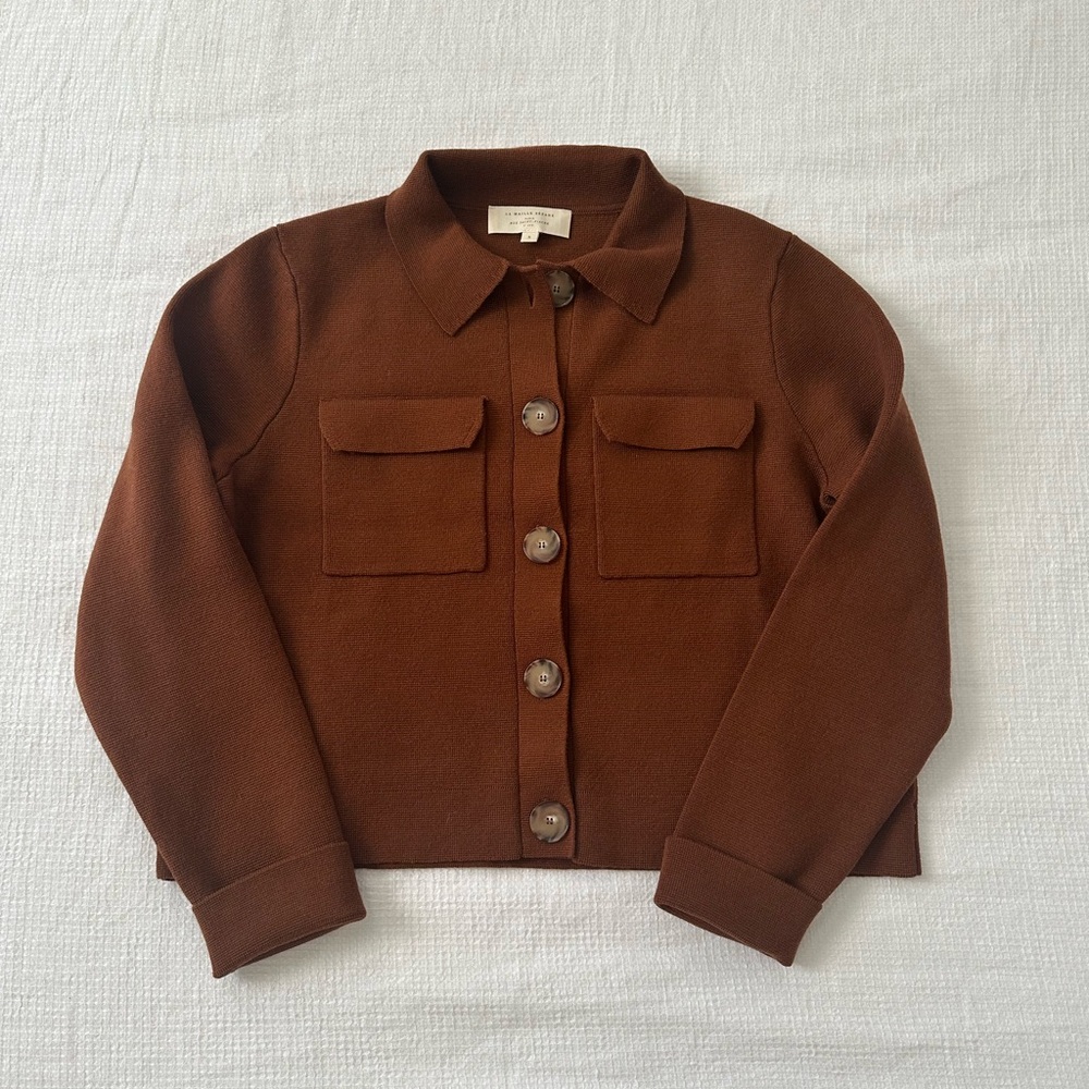 Sezane Betty Brown Cardigan Sweater - Picture 4 of 7